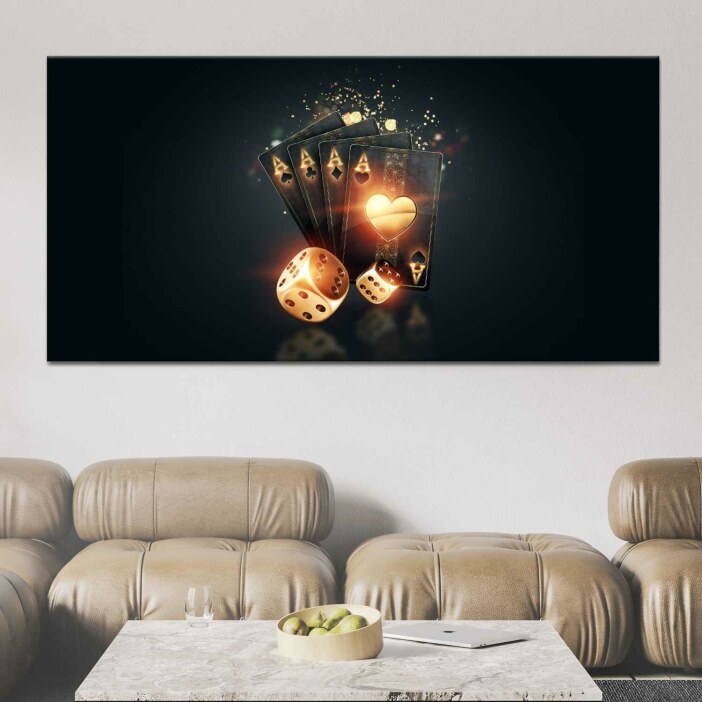 Tableau Cartes de Poker Noir Or