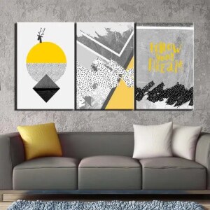 Tableau scandinave follow your dream. Bonne qualité, original, accrochée sur un mur au dessus d'un canapé dans un salon