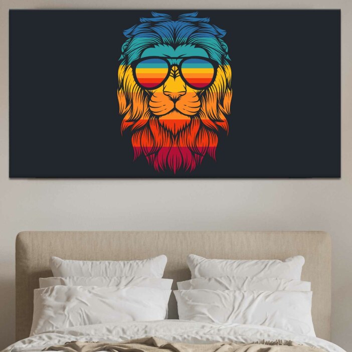 Tableau Lion Cool Retro