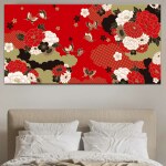 Tableau Papillons et fleurs traditionnelles japonaises