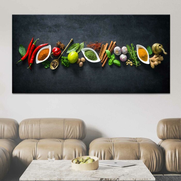 Tableau variété d'épices et d'aromates